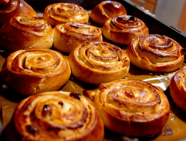 the baked goods are being prepared and arranged