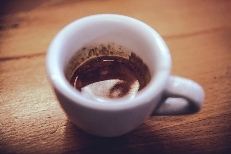 a white cup of coffee on a table