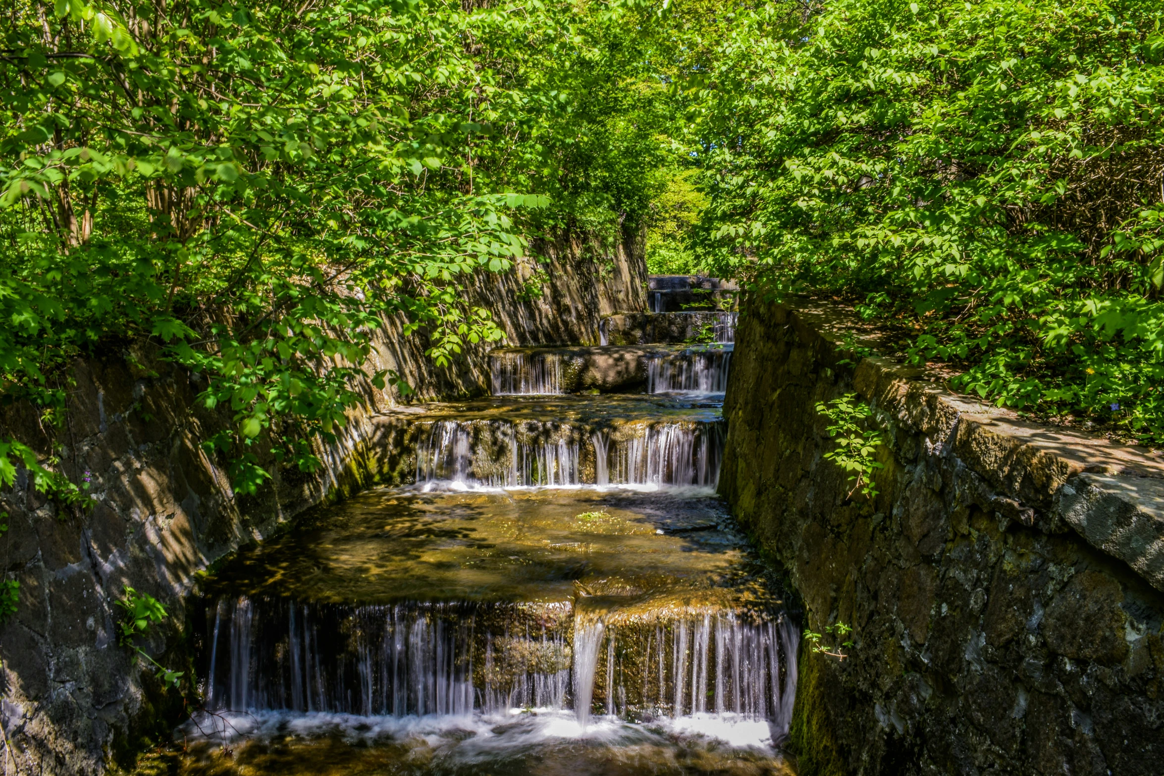 there is a stream with lots of water running through it