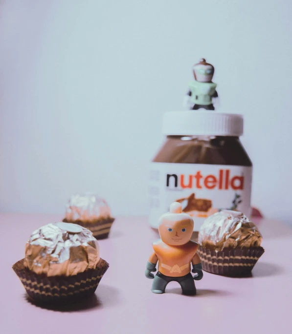 some nutella cakes and a bottle of nutella