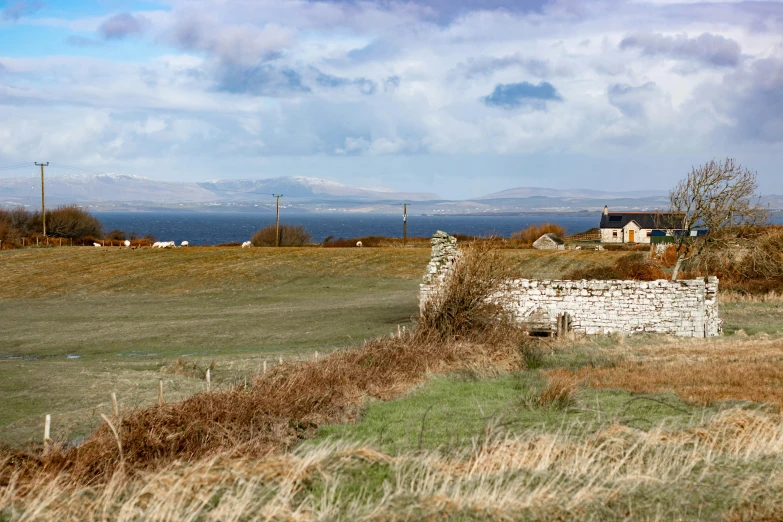 farm houses in the field and on the far side