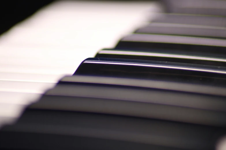 the piano's keys are black and white
