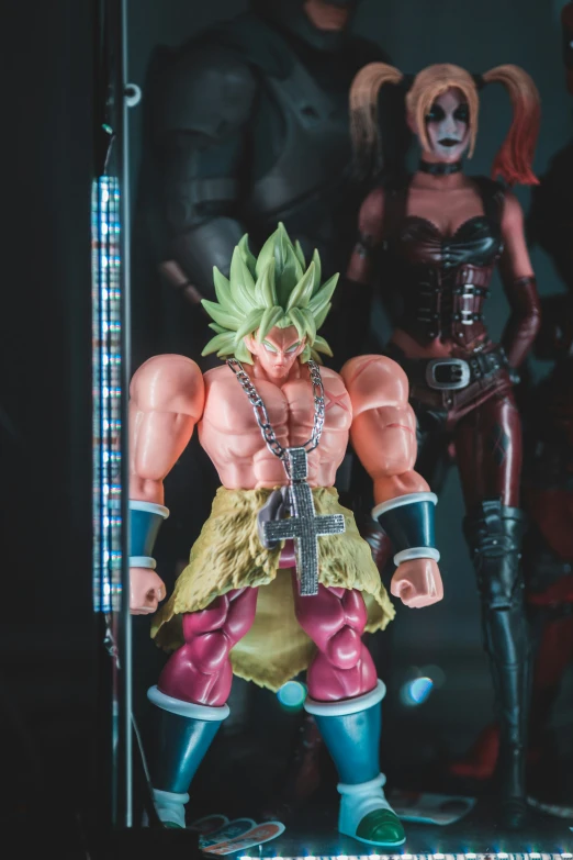 dragon ball figure stands on display near other figures