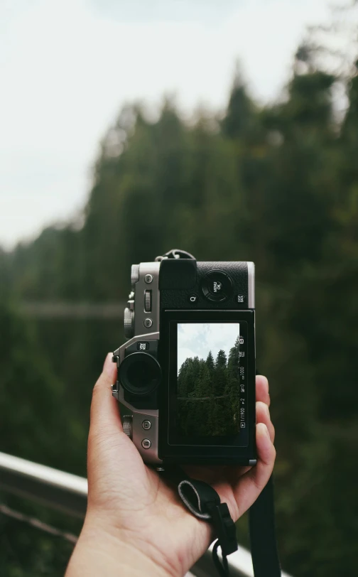 a person taking a po on a hill top