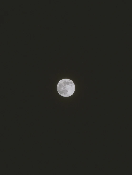 a very small full moon is seen through a black sky