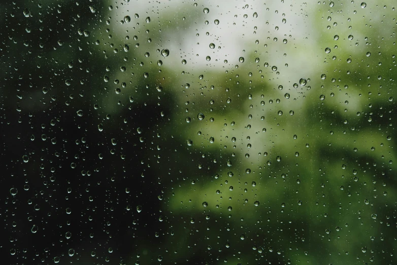 rain drops on the window glass during a rainy day