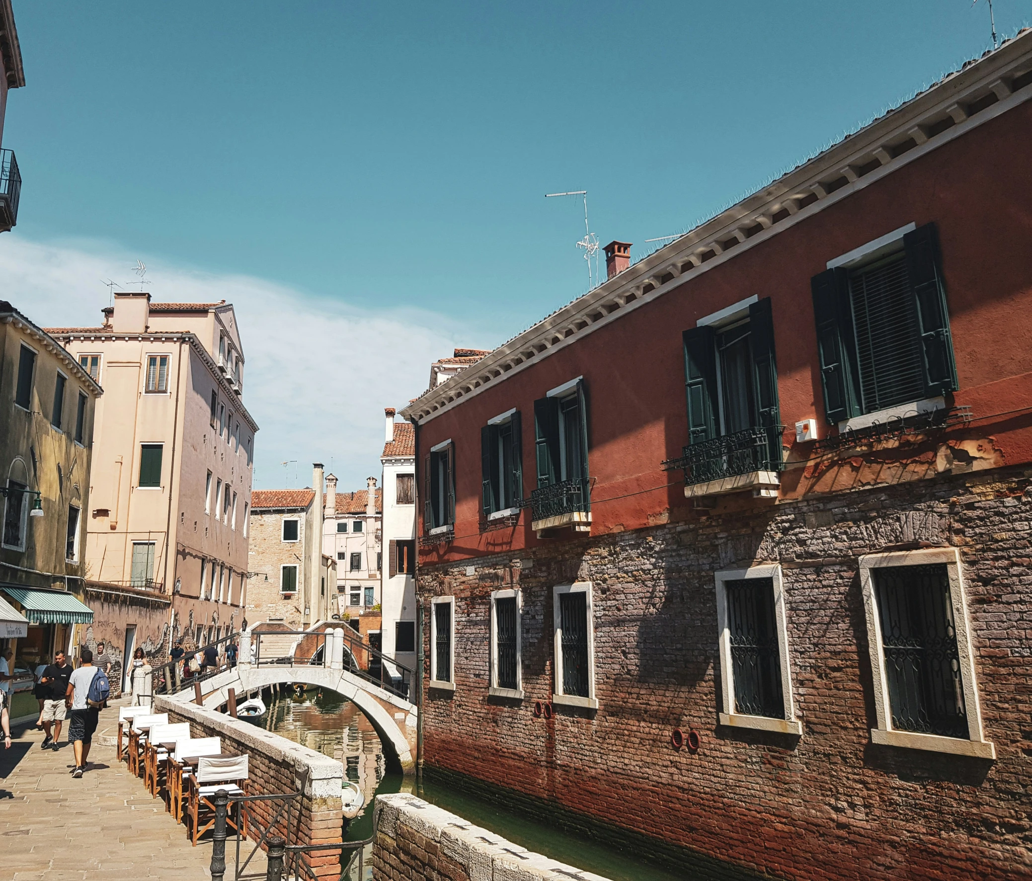 a waterway with several canals running between buildings