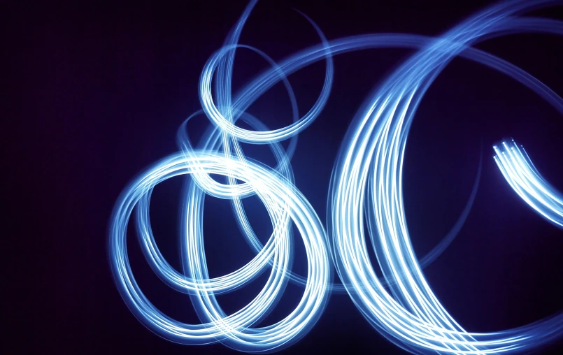 a very long exposure of blue light streaks