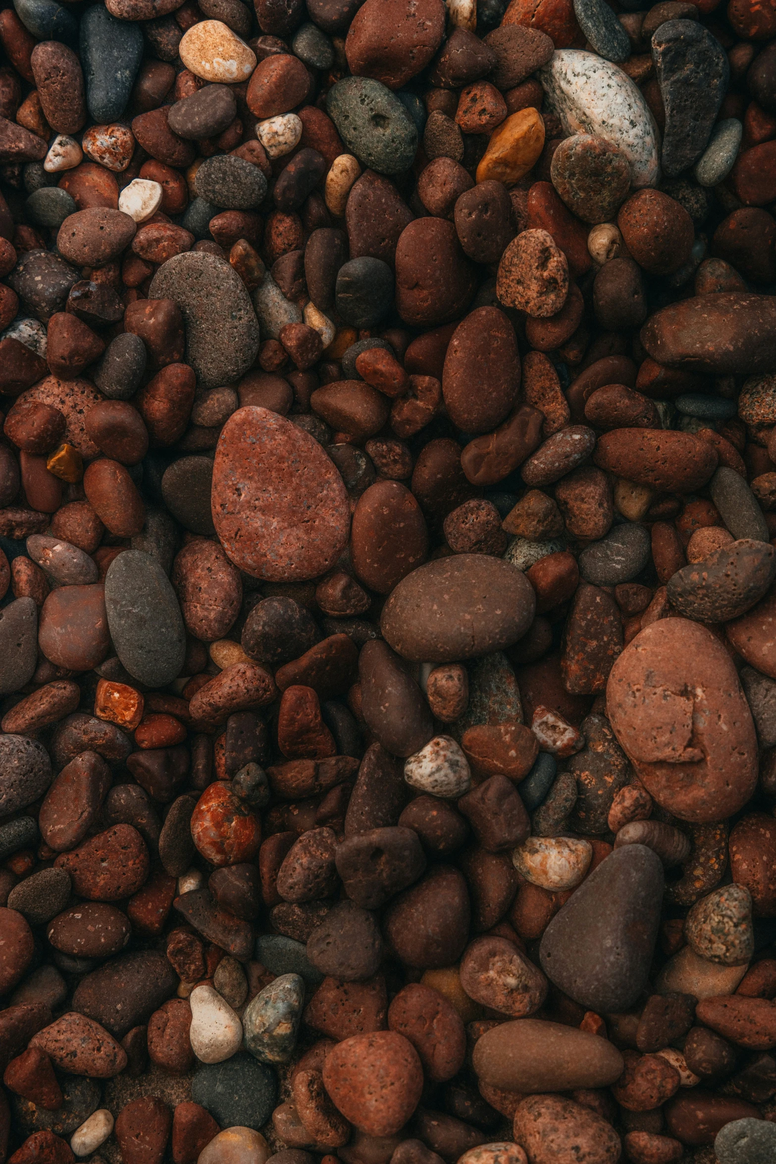 a brown and black rock near one another