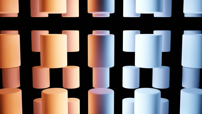 several cylindrical shapes on a black background