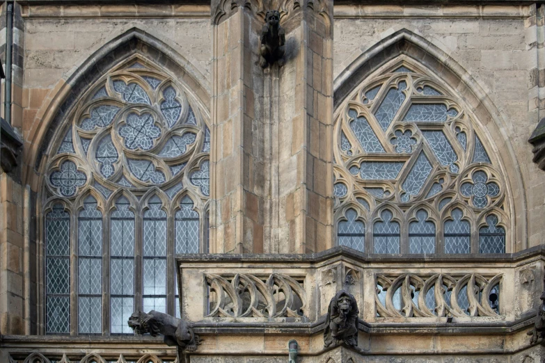 a gothic stone building with large arched windows