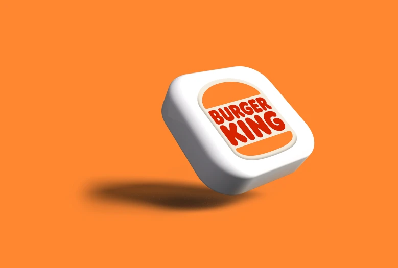 a burger king square on an orange background