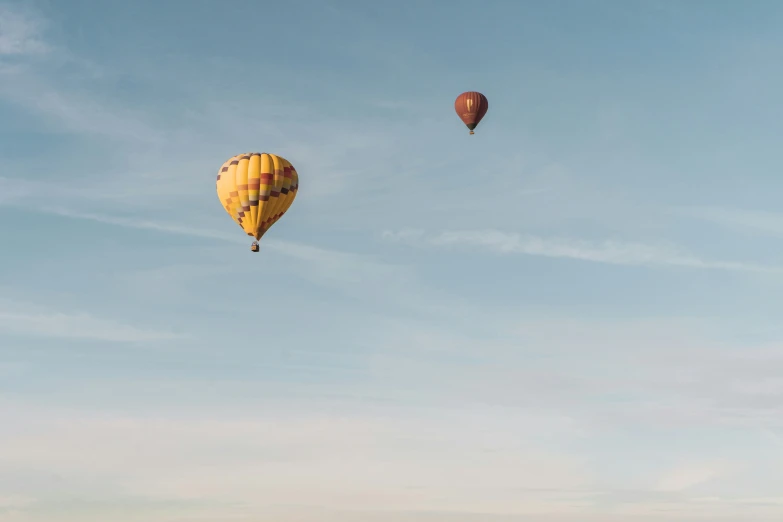 three  air balloons are flying in the sky