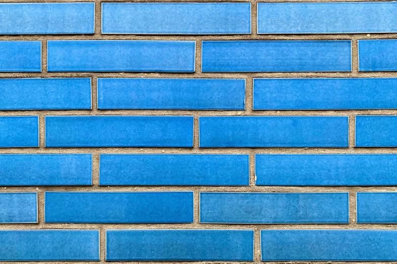 blue bricks wall with an odd design