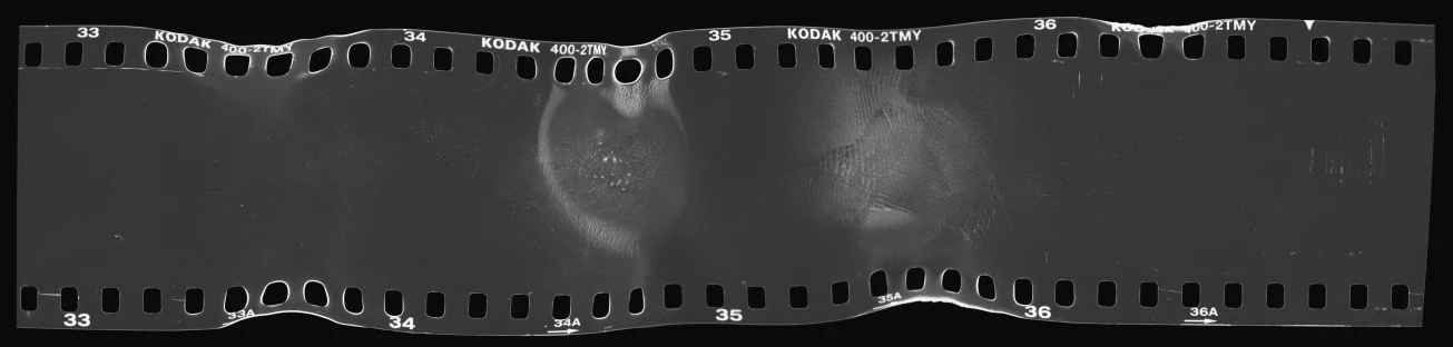 film strip showing light effects from the camera