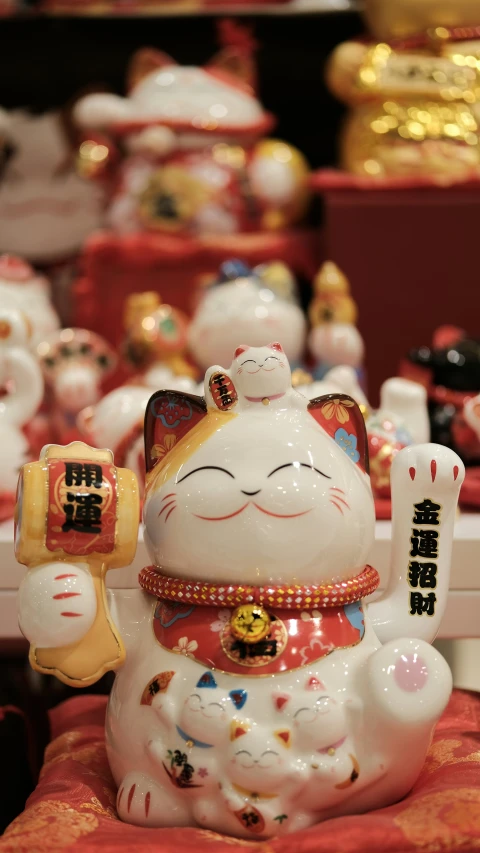 a close up of a very cute cat figurine