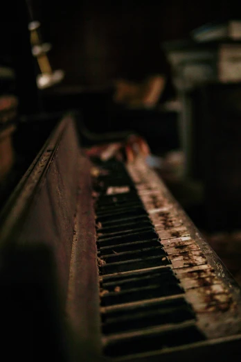 a close up view of an old style piano