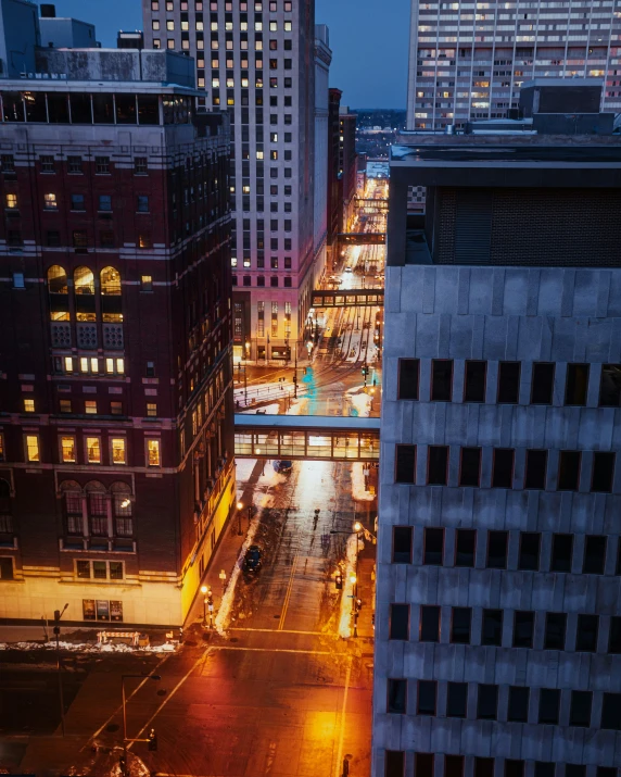 an overhead view of the city and its streets