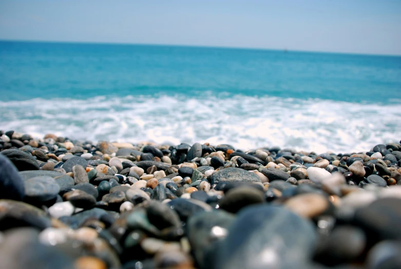 a rock beach near the ocean