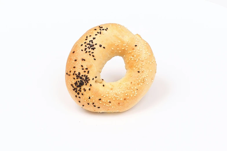 a donut sitting on top of a white table