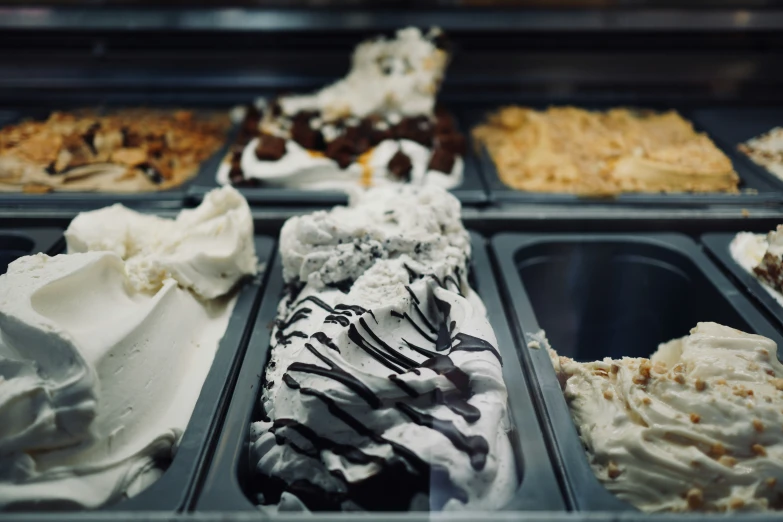 an ice cream parlor is loaded with desserts