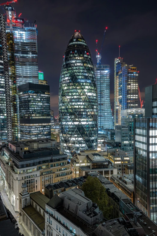 night cityscape view of skyscrs with city lights