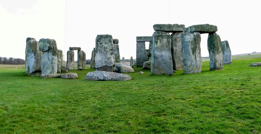 several stones are placed on the grass