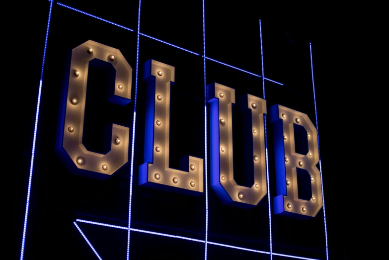 the name of a nightclub with led light up letters