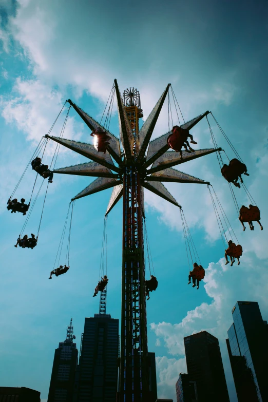 the sky is full of people riding in rides