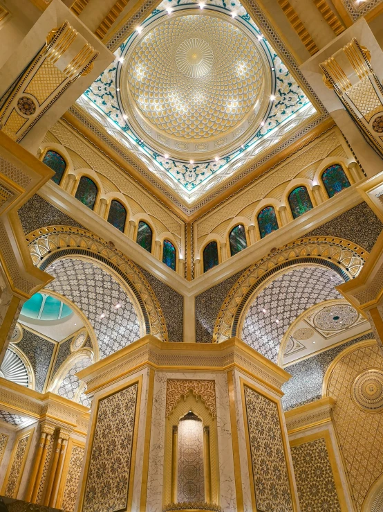 the inside of a building with a large dome and ceiling