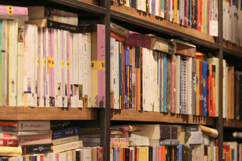 a couple of shelves full of books that are not all