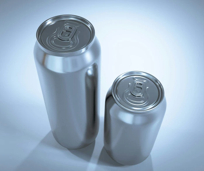 two aluminum can shaped like a soda can