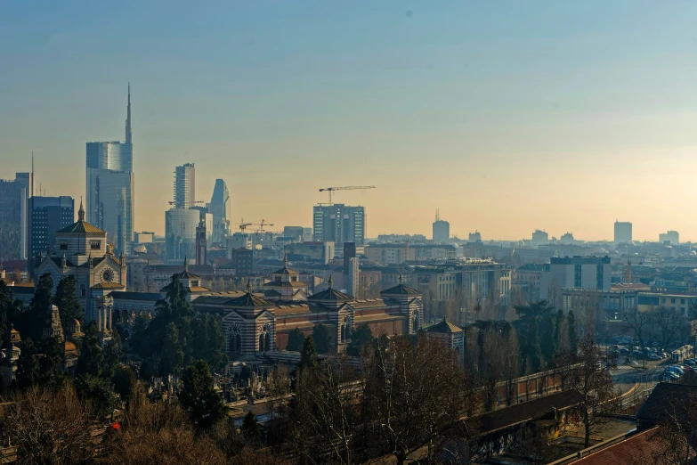 a big city in the background with some tall buildings