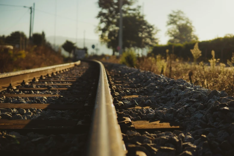 a train track stretches into the distance