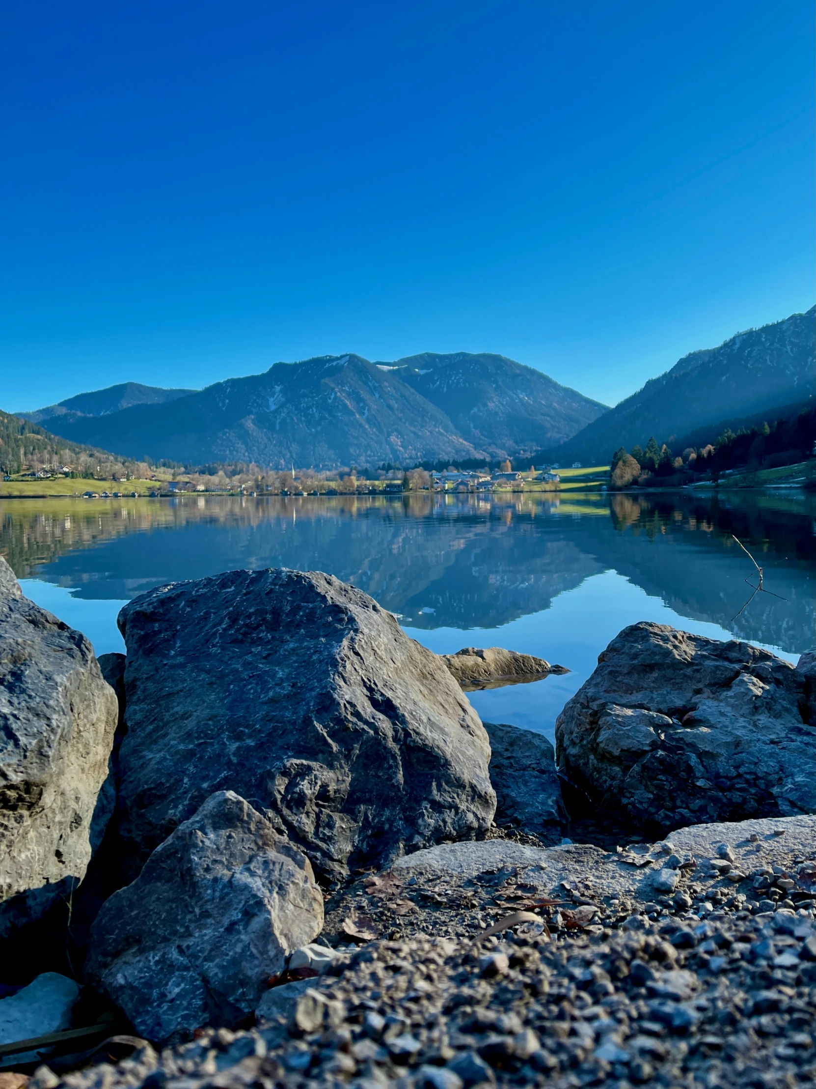 the large rocks are near the water