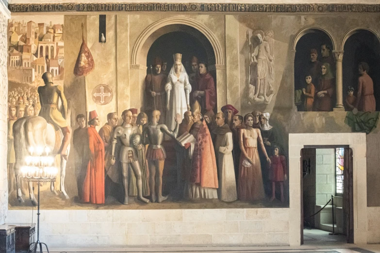 a large wall painting depicts the arrival of king george