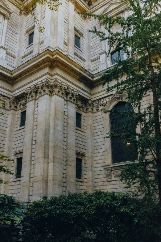 a close up of the front and side of an old building