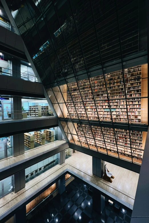 a large open air liry with tall ceilings