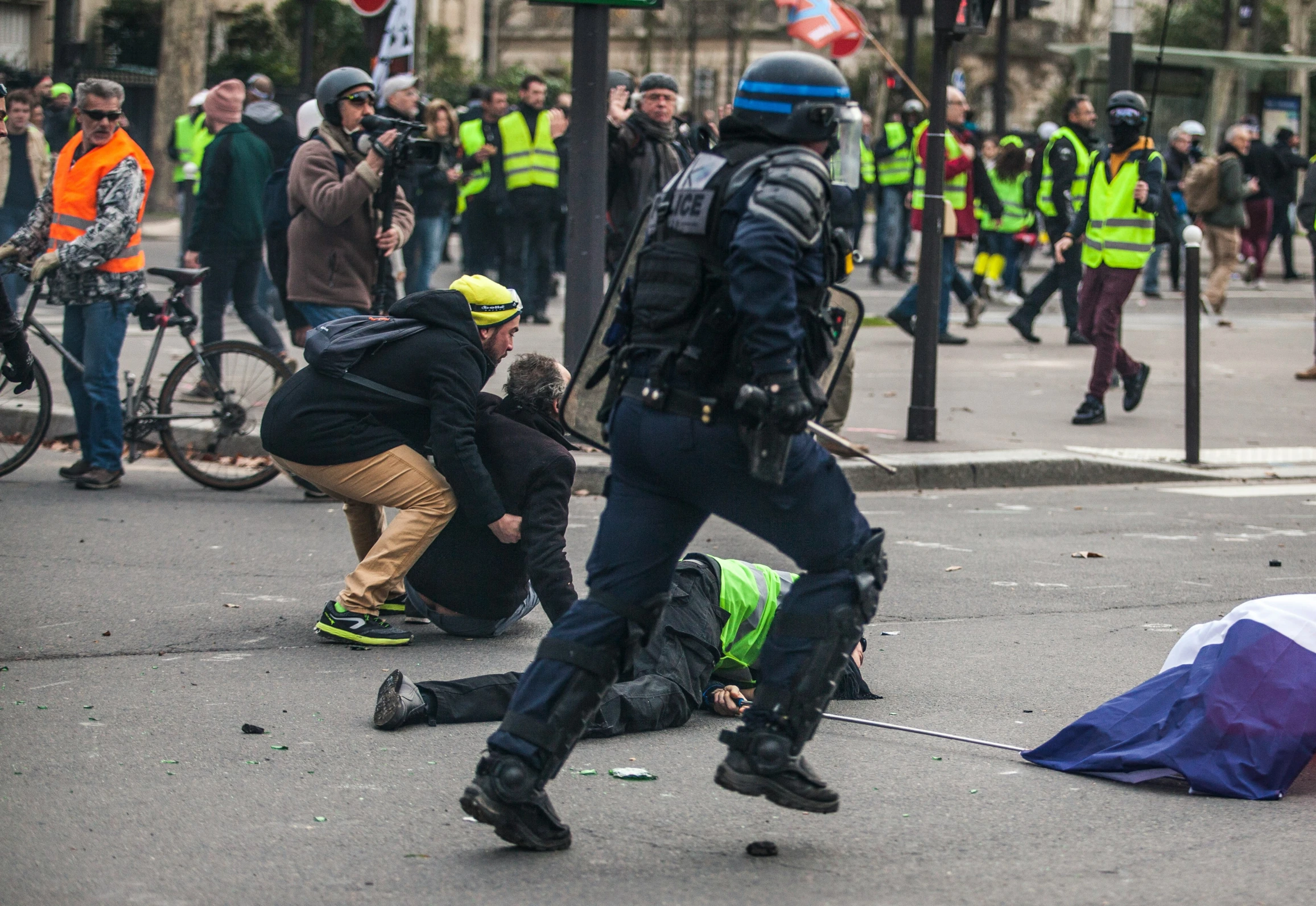 the cop and police man on the street facing each other