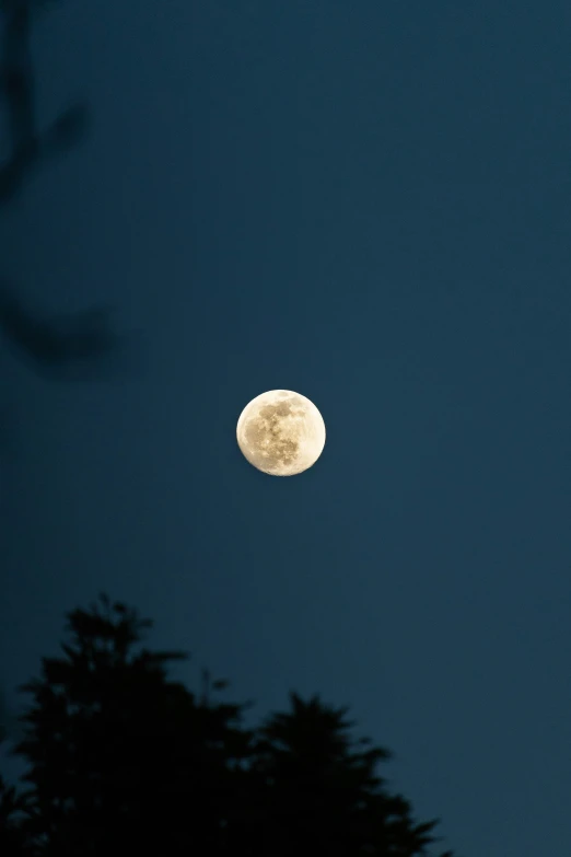 a moon shines brightly in the dark night sky