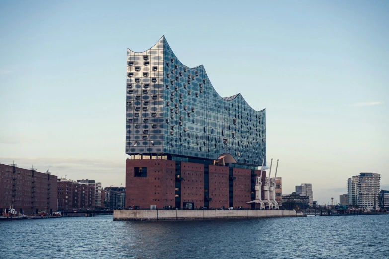 an urban structure by the water with buildings