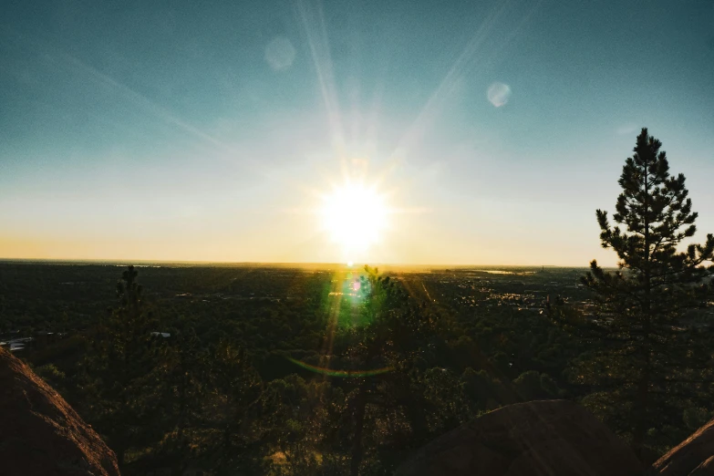 a view from above of the trees that are in the distance