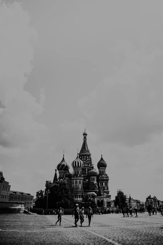 a black and white po of a very tall building