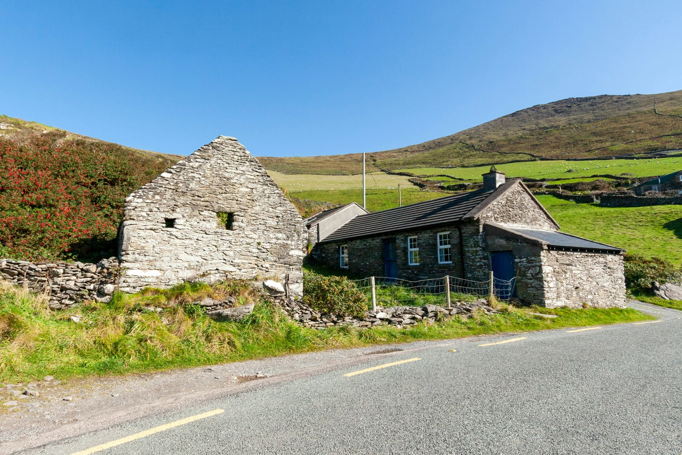 the old stone building was built in a small village