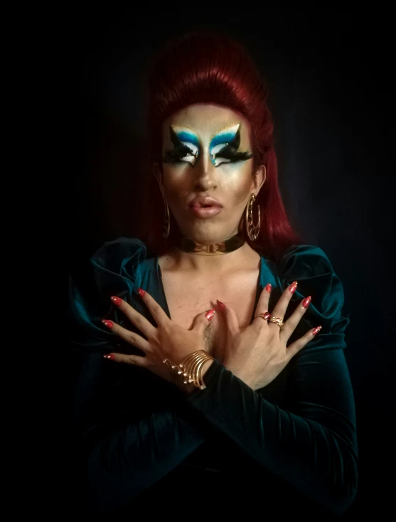 an image of a woman wearing jewelry and makeup