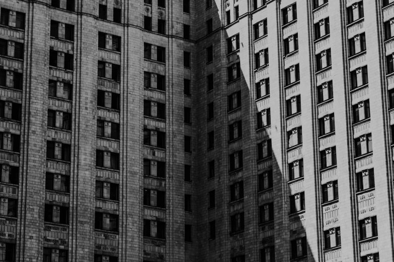 a black and white po of some very tall buildings