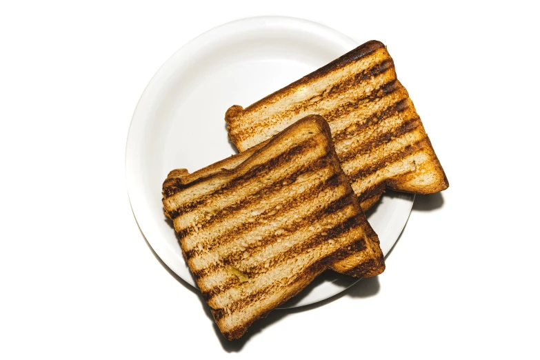 two pieces of toast are on a plate