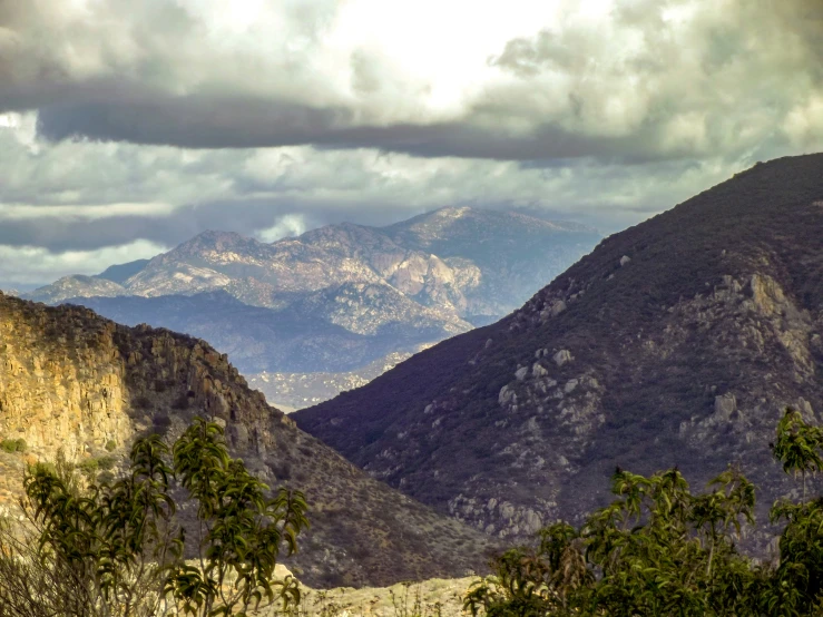 mountain views are shown in this view from an overlook