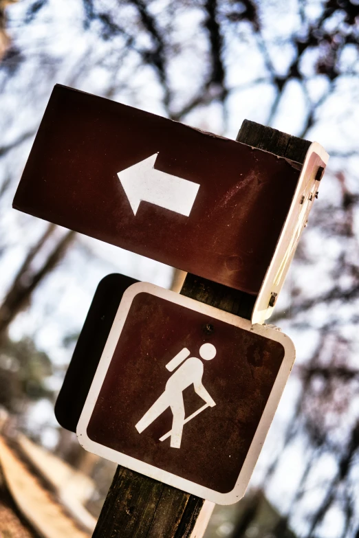 a sign posted on top of a wooden pole