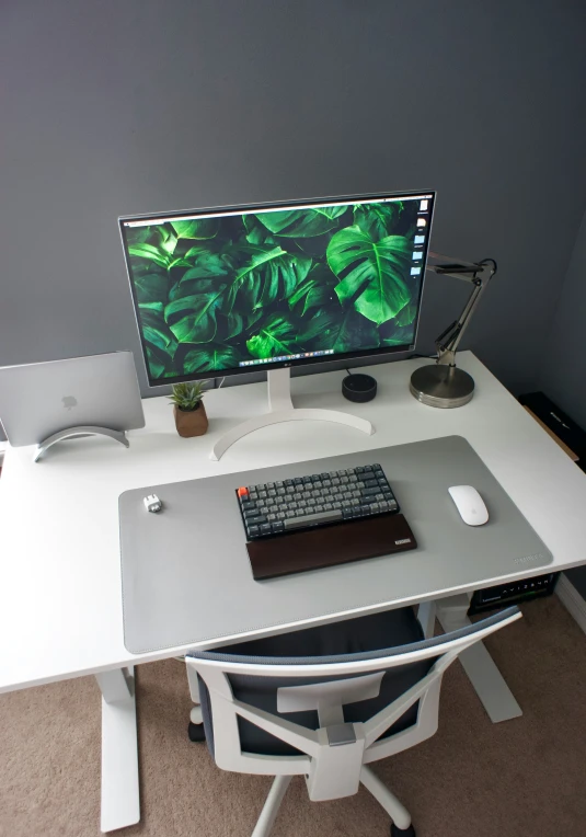 this is a view of a modern desk setup